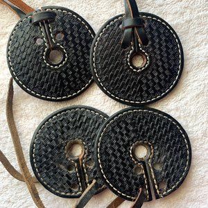 Bit Guards; Black Leather Tooled Basketweave; LOT of 2 pr.